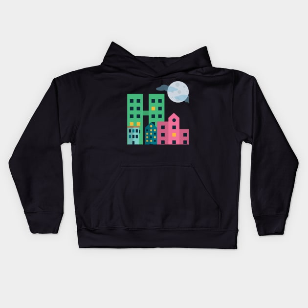 Night Metropolis Kids Hoodie by Denvertrooper